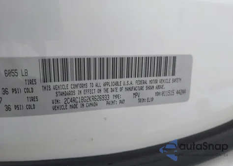 2019 Chrysler Pacifica Touring L z USA, uszkodzony, nr VIN 2C4RC1BG2KR626933